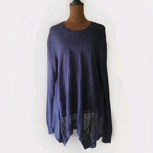 Ball Of Cotton Sweater Size S Women's Navy Blue Relaxed Statement Tie Back‎